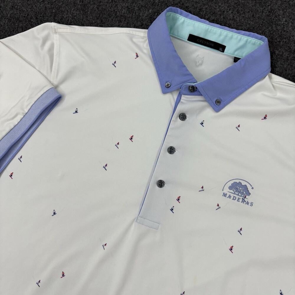 Greyson Polo Shirt Mens Size XL Skiing White Stretch Maderas Golf